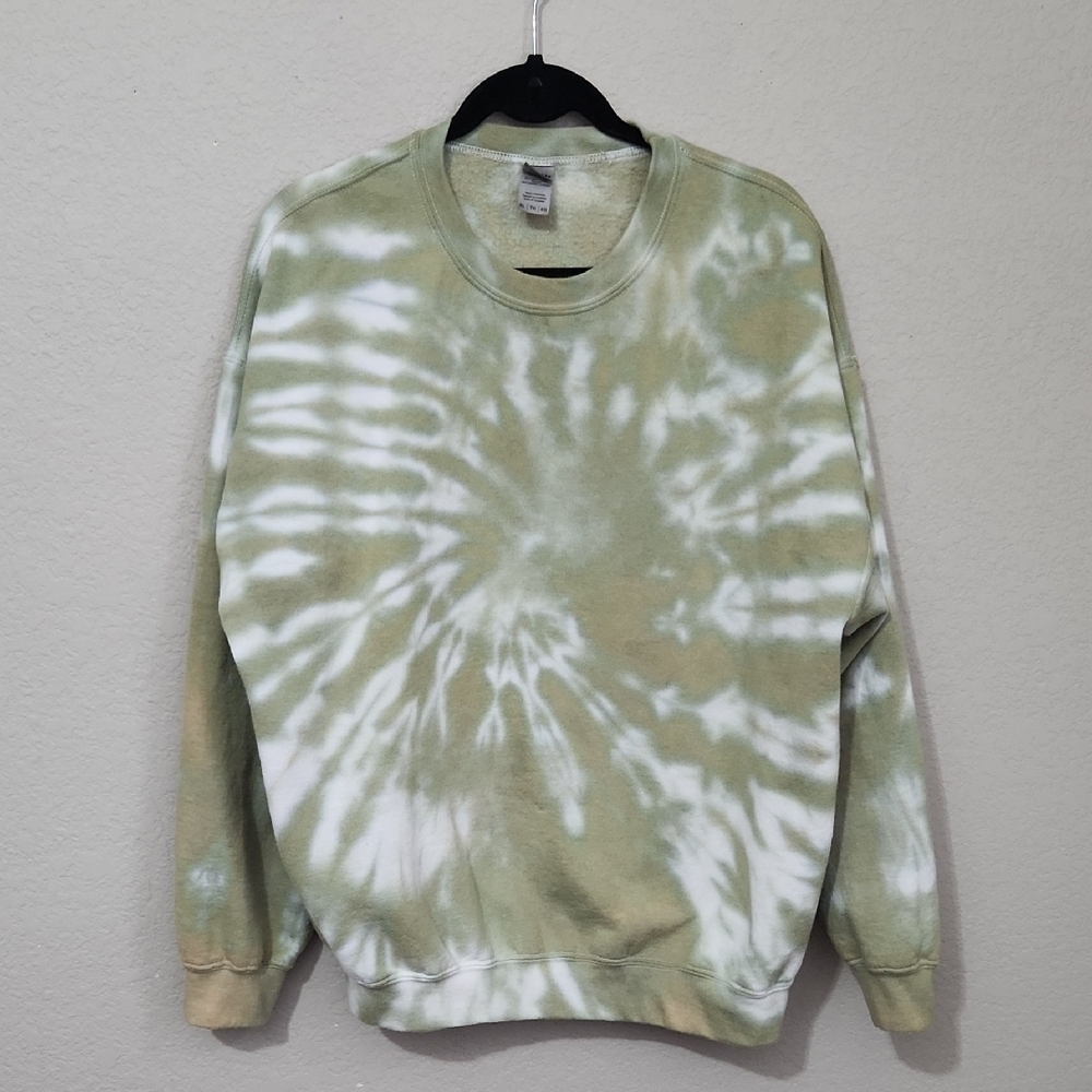 Gilden Sweatet Mens Size XL Tie-Dye Sweater Green⅕ White